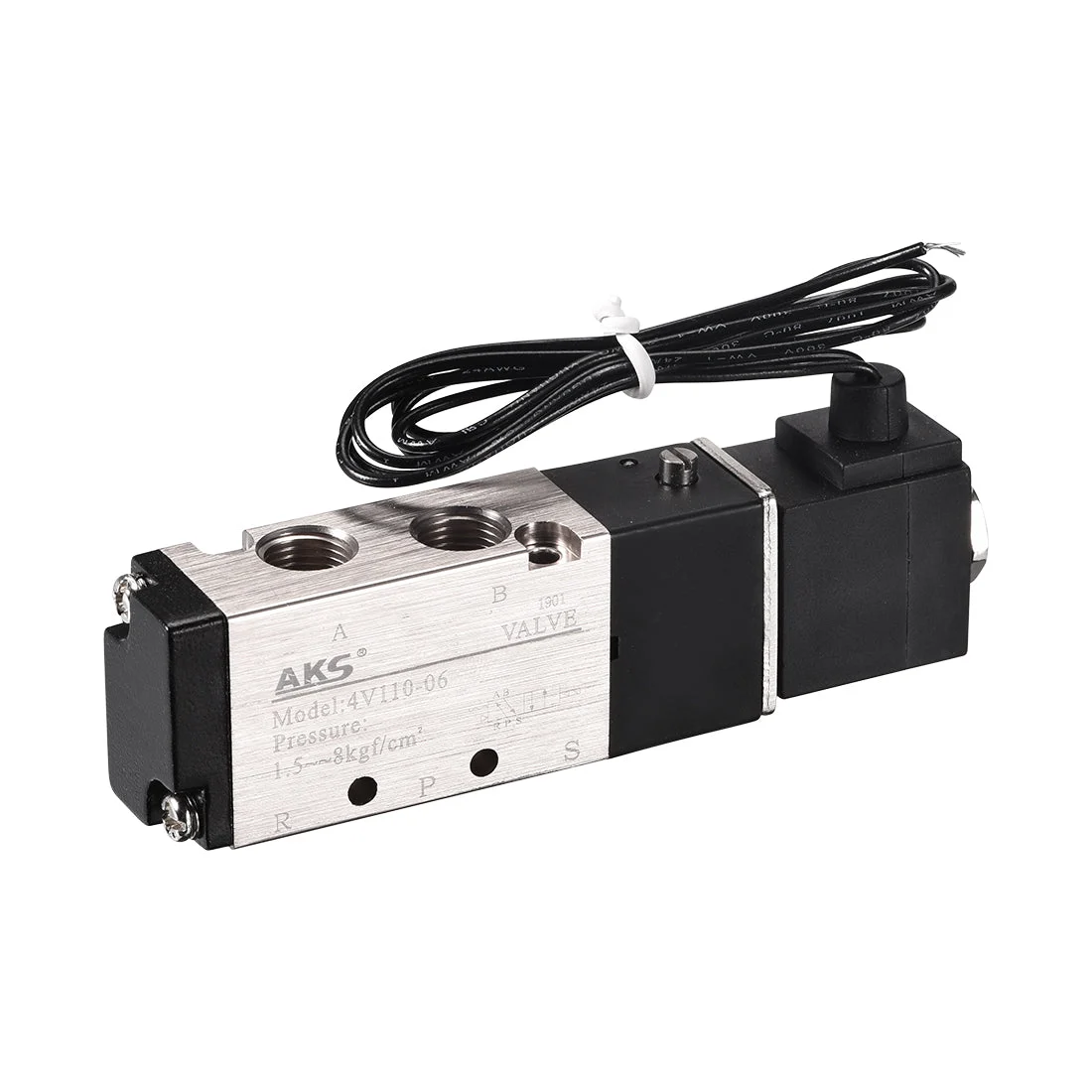 4V110-06 Pneumatic Air Electrical Control Solenoid Valve DC 12V 5 Way 2 Position 1/8" PT Internally Single Piloted Acting Type