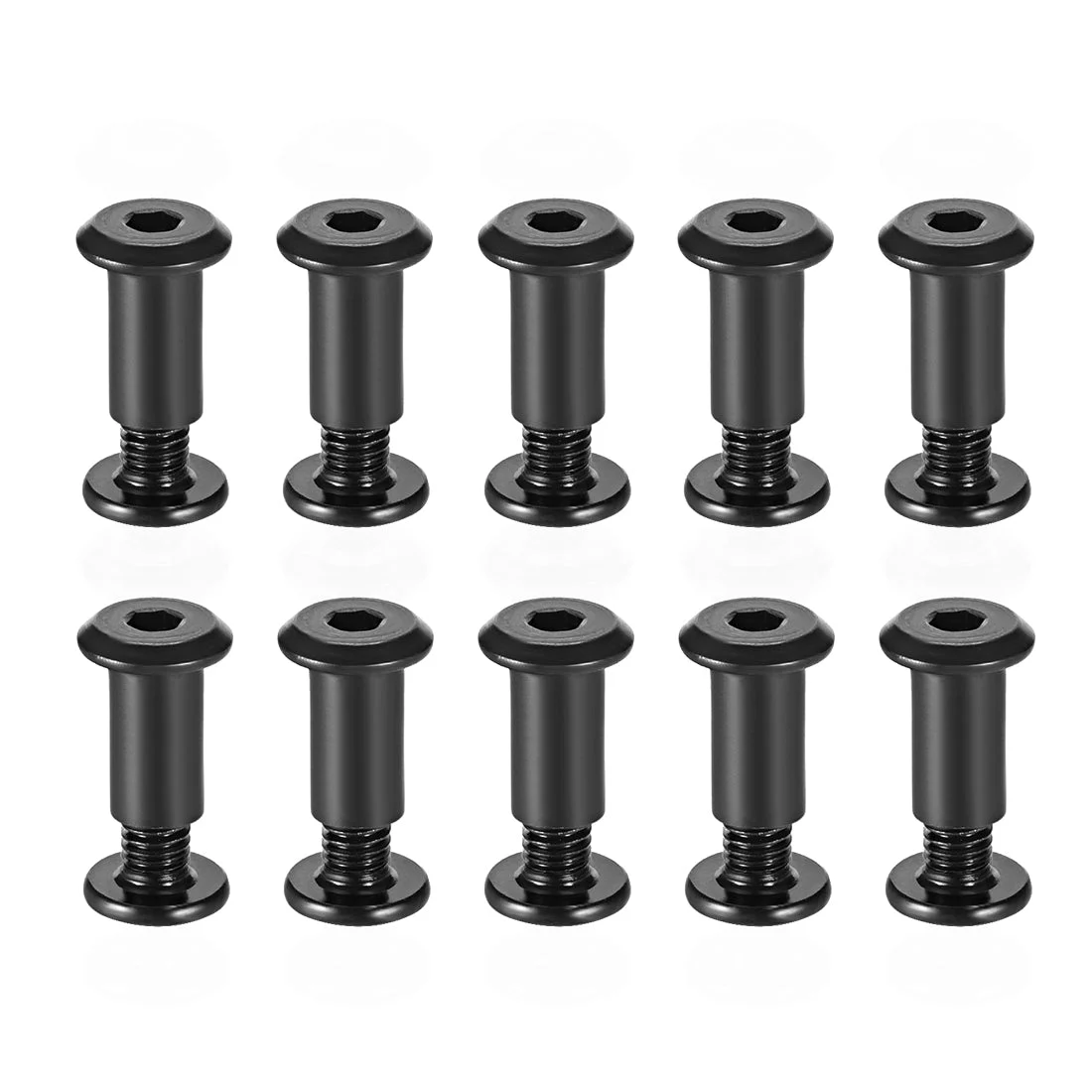 10 Sets Screw Post Male M6x10mm Belt Buckle Binding Bolts Carbon Steel Black