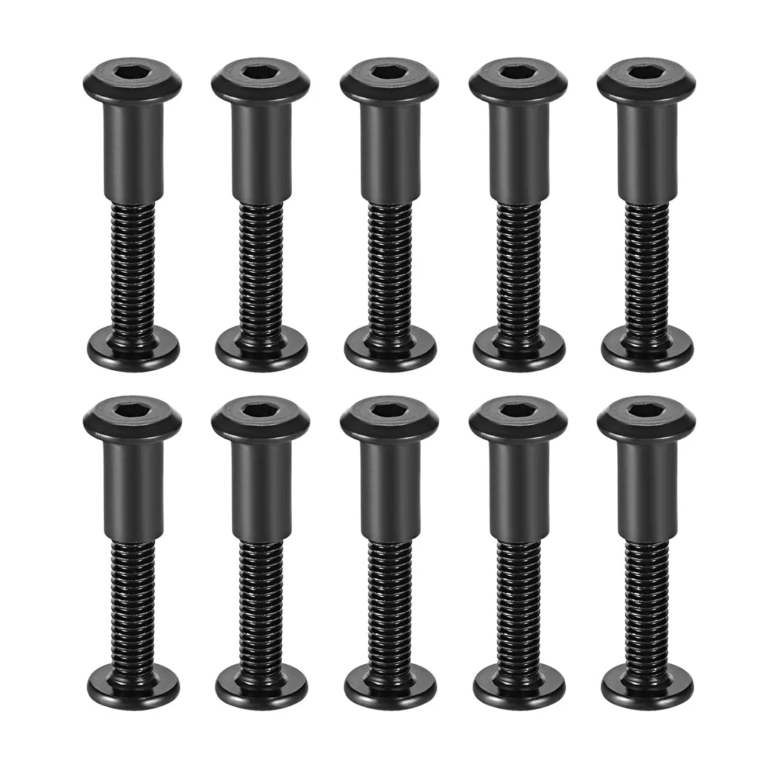 10 Sets Screw Post M6x35mm Binding Bolts Leather Fastener Carbon Steel Black