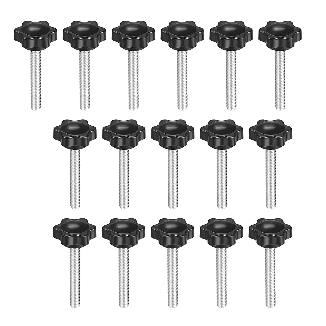 Clamping Screw Knob , Plum Hex Shaped Grips Star Knob M6 × 50mm Male Thread , 16 Pcs