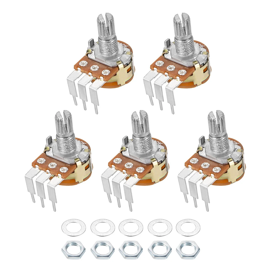WH148 Potentiometer with Switch 100K Ohm Variable Resistors Single Turn Rotary Carbon Film Taper 5pcs