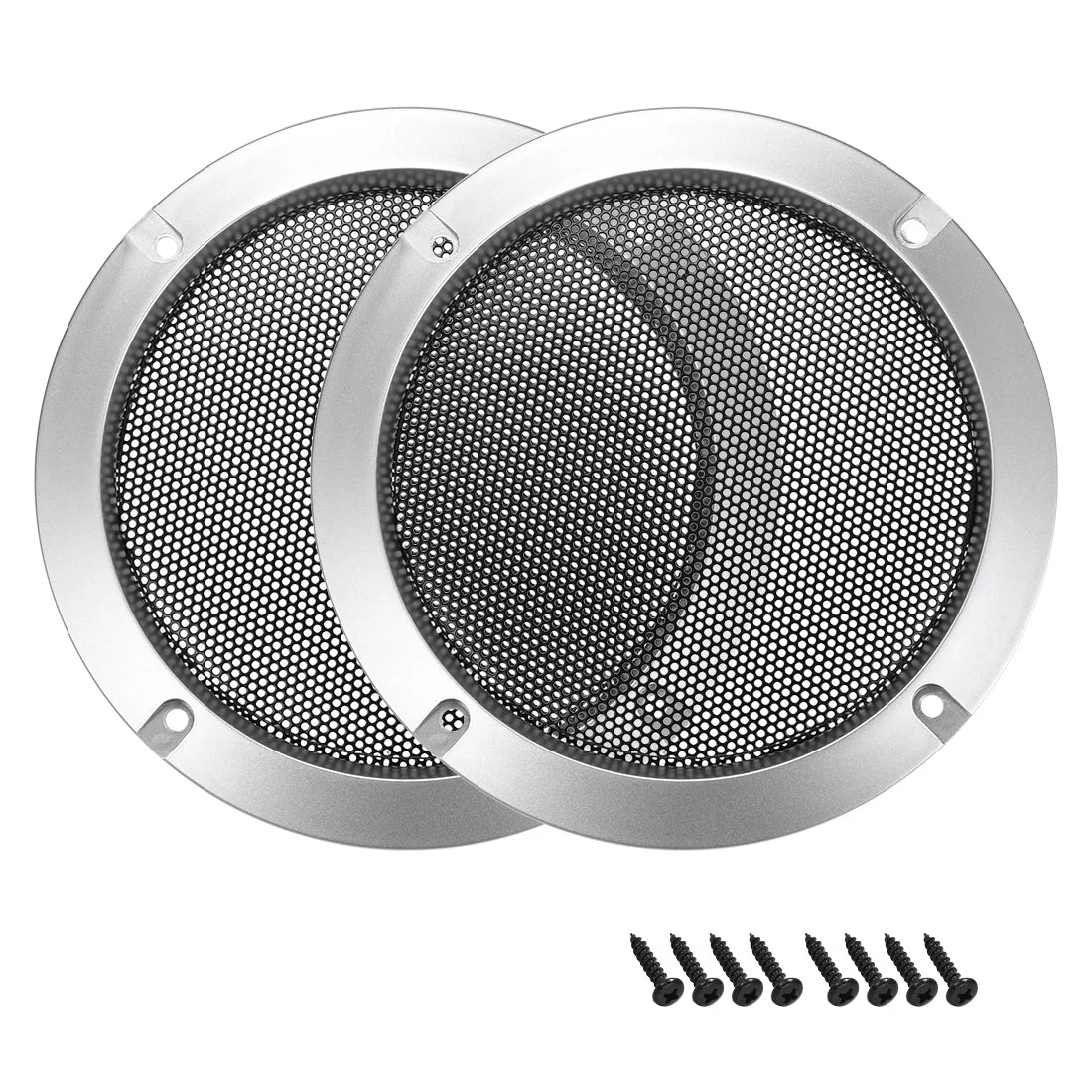 2pcs 5" Speaker Grill Mesh Decorative Circle Woofer Guard Protector Cover Audio Accessories Silver