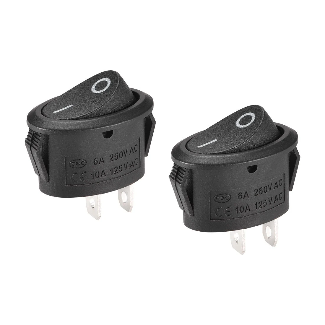 Boat Rocker Switch Oval Toggle Switch for Boat Car Marine 2pins ON/OFF AC250V/6A 125V/10A 2pcs
