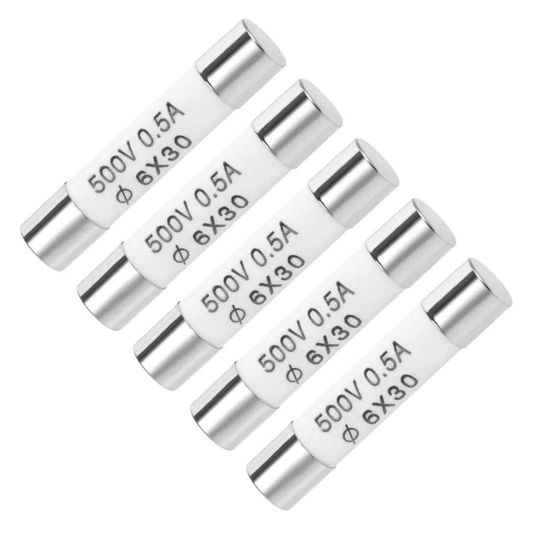 Cartridge Fuses 0.5A 500V 6x30mm Fast Blow Audio Amplifier Ceramic 5pcs