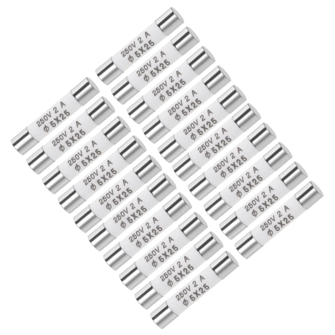 Cartridge Fuses 2A 250V 5x25mm Fast Blow Audio Alarm Amplifier Ceramic 20pcs