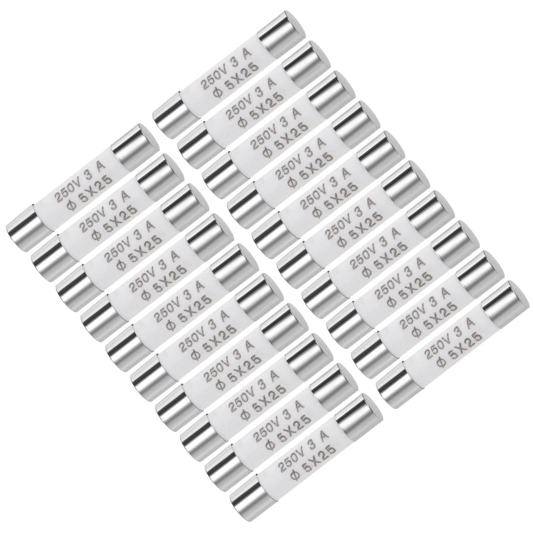 Ceramic Cartridge Fuses 3A 250V 5x25mm Fast Blow Replacement for Stereo Audio Alarm Amplifier Ceramic Fuses 20pcs