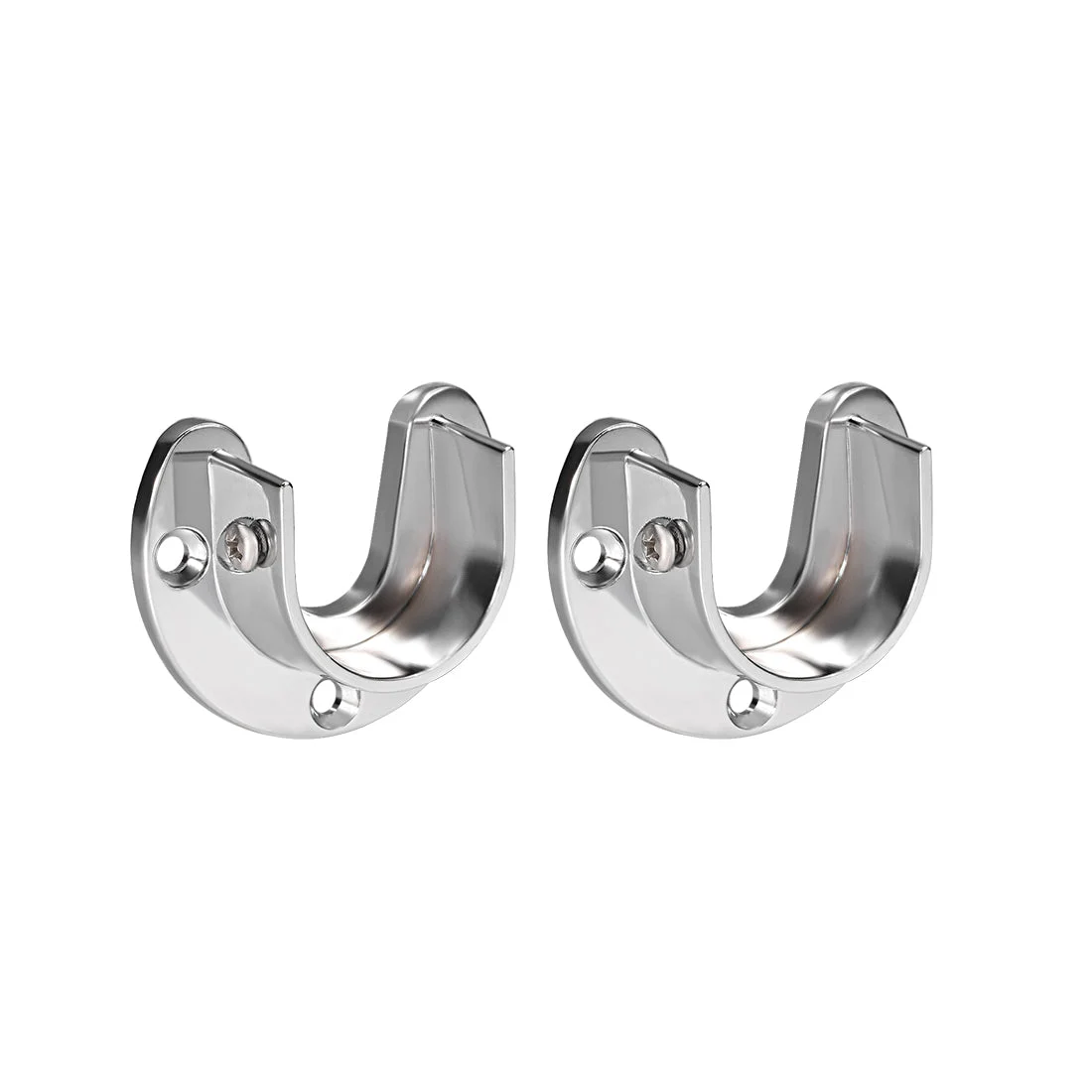 Zinc Alloy Closet Pole Sockets, Wardrobe Bracket Holder, Shower Curtain Rod Pole End Supports Sockets Flange 2pcs, 32mm Diameter(U-Shaped)