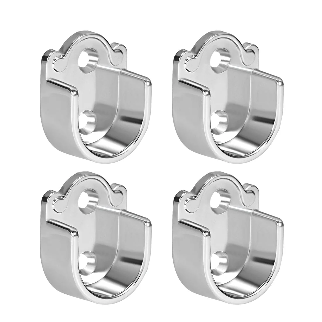 4pcs Zinc Alloy Wardrobe Closet Rod Bracket, Shower Curtain Rod Pole End Supports Sockets Flange Holder Fit Rod Dia 22mm