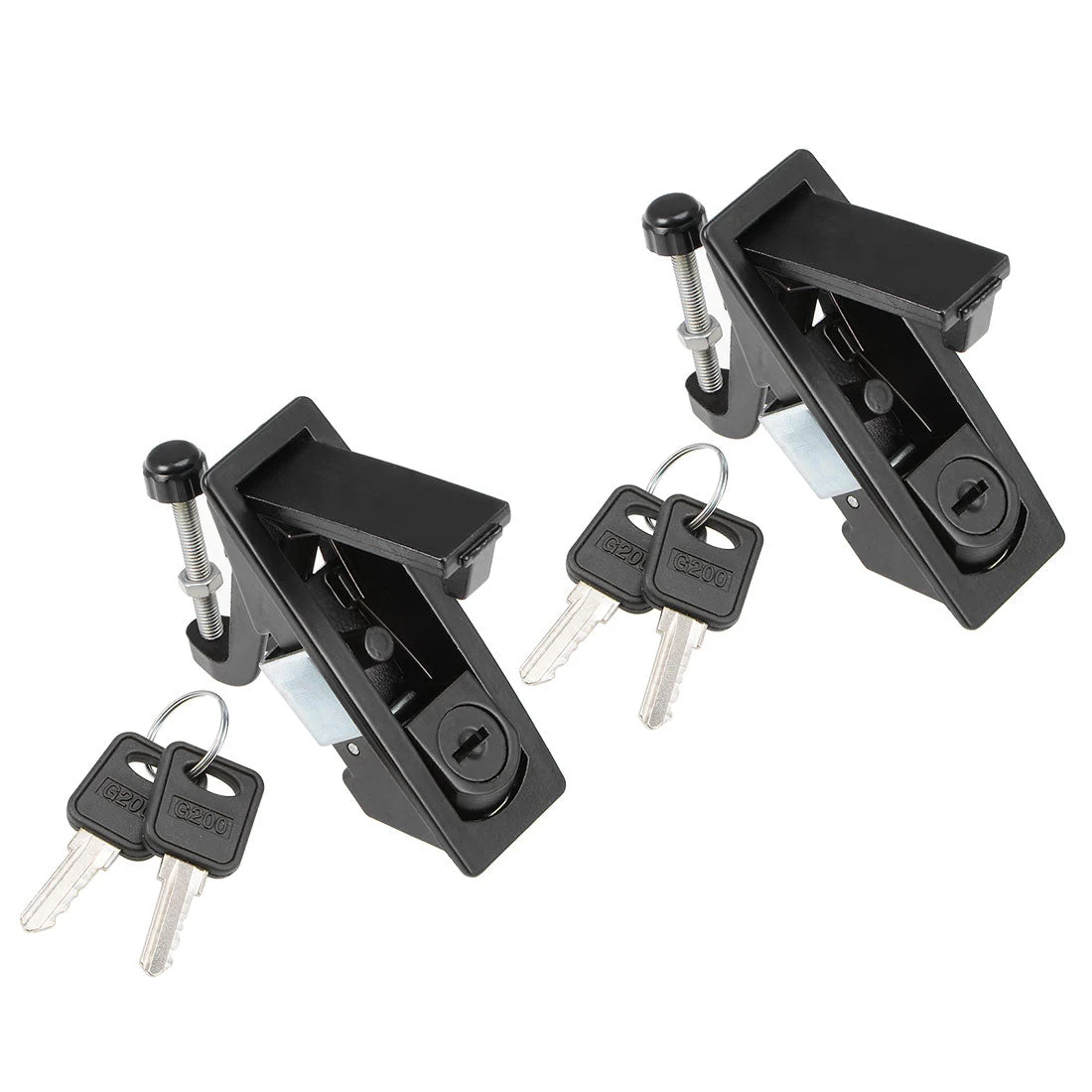 Electric Cabinet Panel Cam Lock Push Button Door Lock w Key,Black 2PC