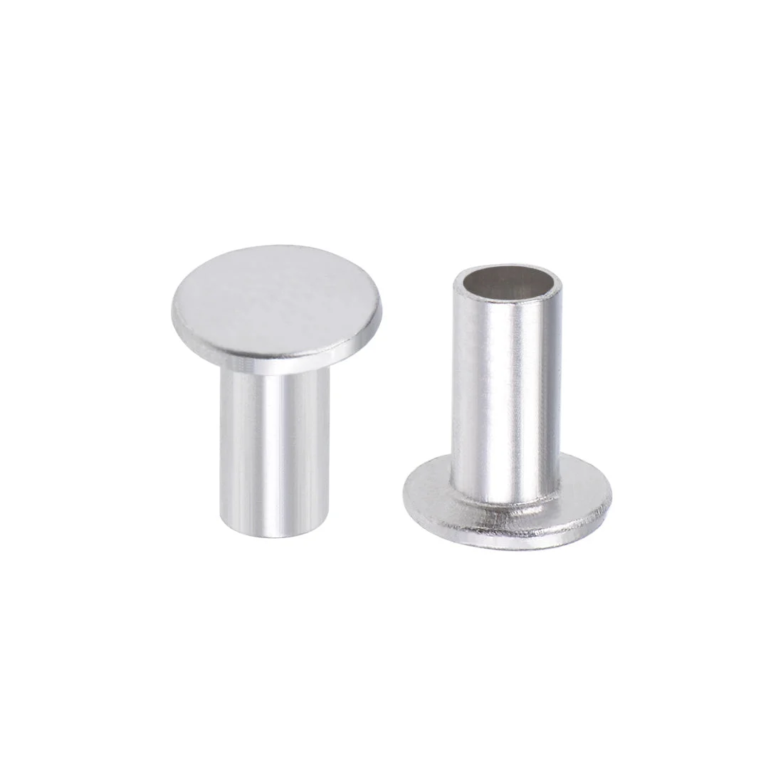 200 Pcs 4mm x 8mm Aluminum Flat Head Semi-Tubular Rivets Silver Tone