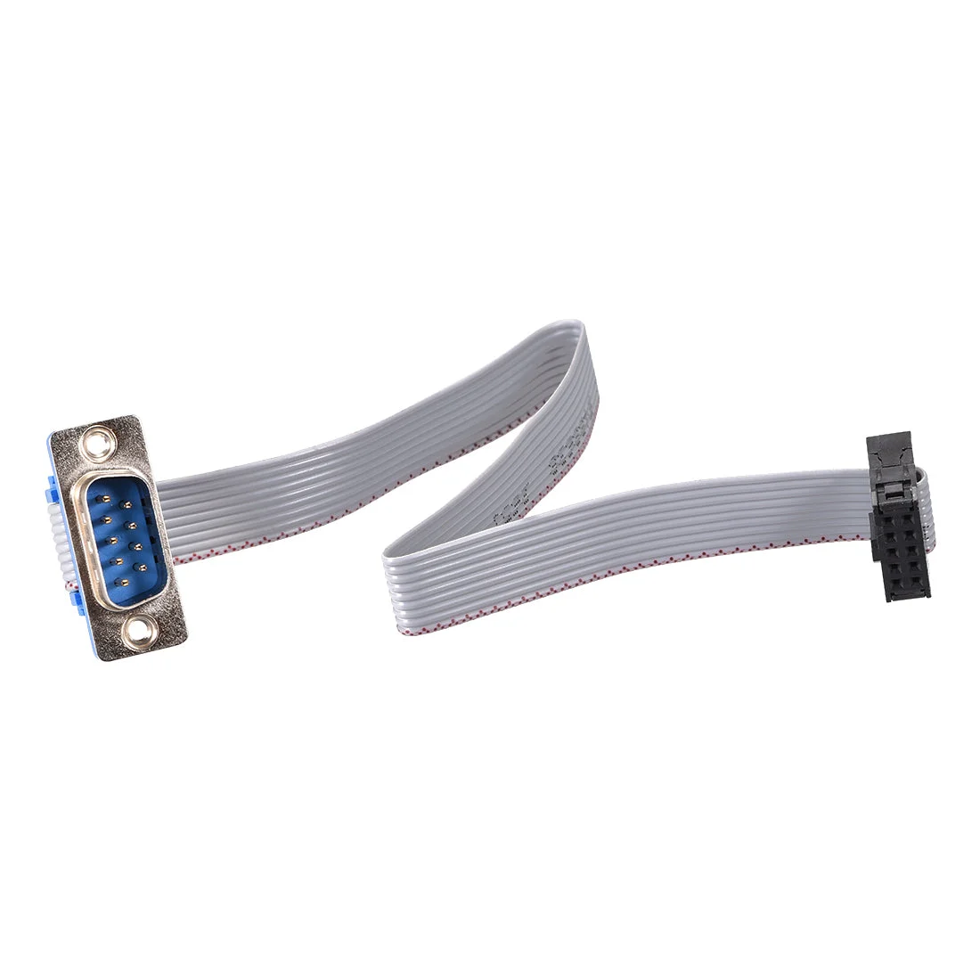 IDC Wire Flat Ribbon Cable DB9 Male to FC-10 Female Connector 2.54mm Pitch 20cm Length , 2pcs