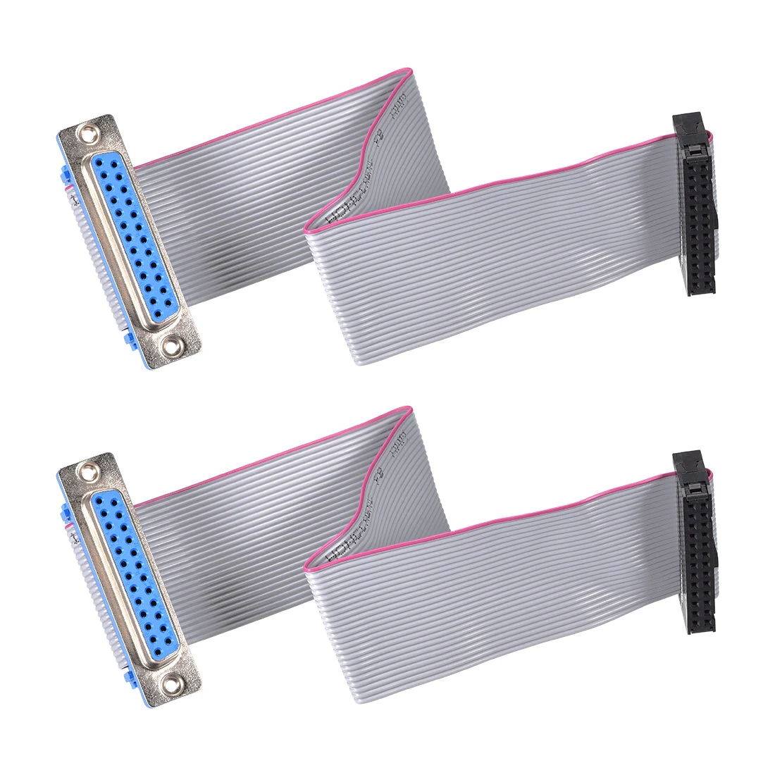 2pcs IDC Wire Flat Ribbon Cable DB25 Female to FC-26 Female Connector 20cm