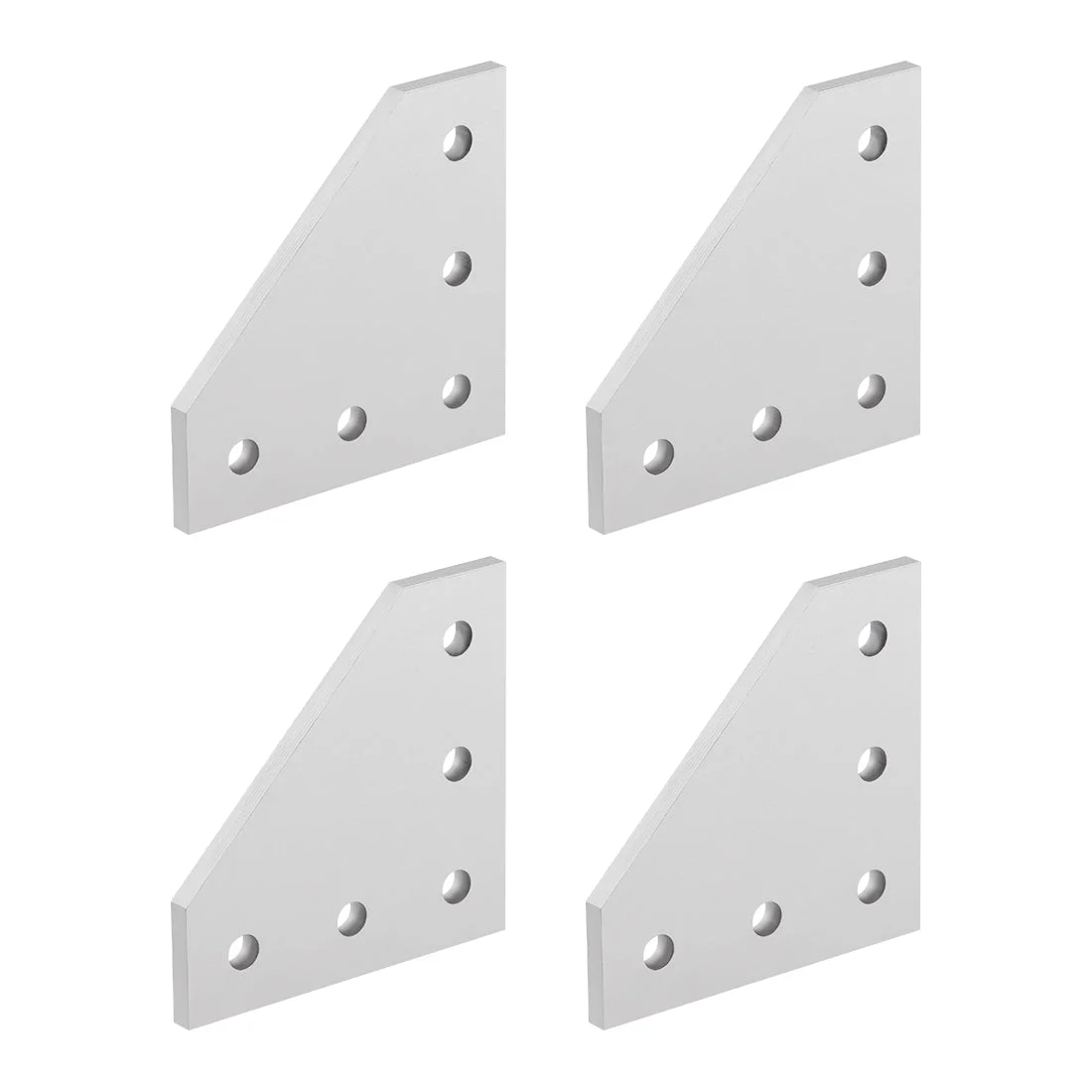 L Shape Outside Joining Plate, 60mm x 60mm x 4mm with 5-Hole Joint Bracket for 2020 Aluminum Profile, 4 Pcs (Silver)