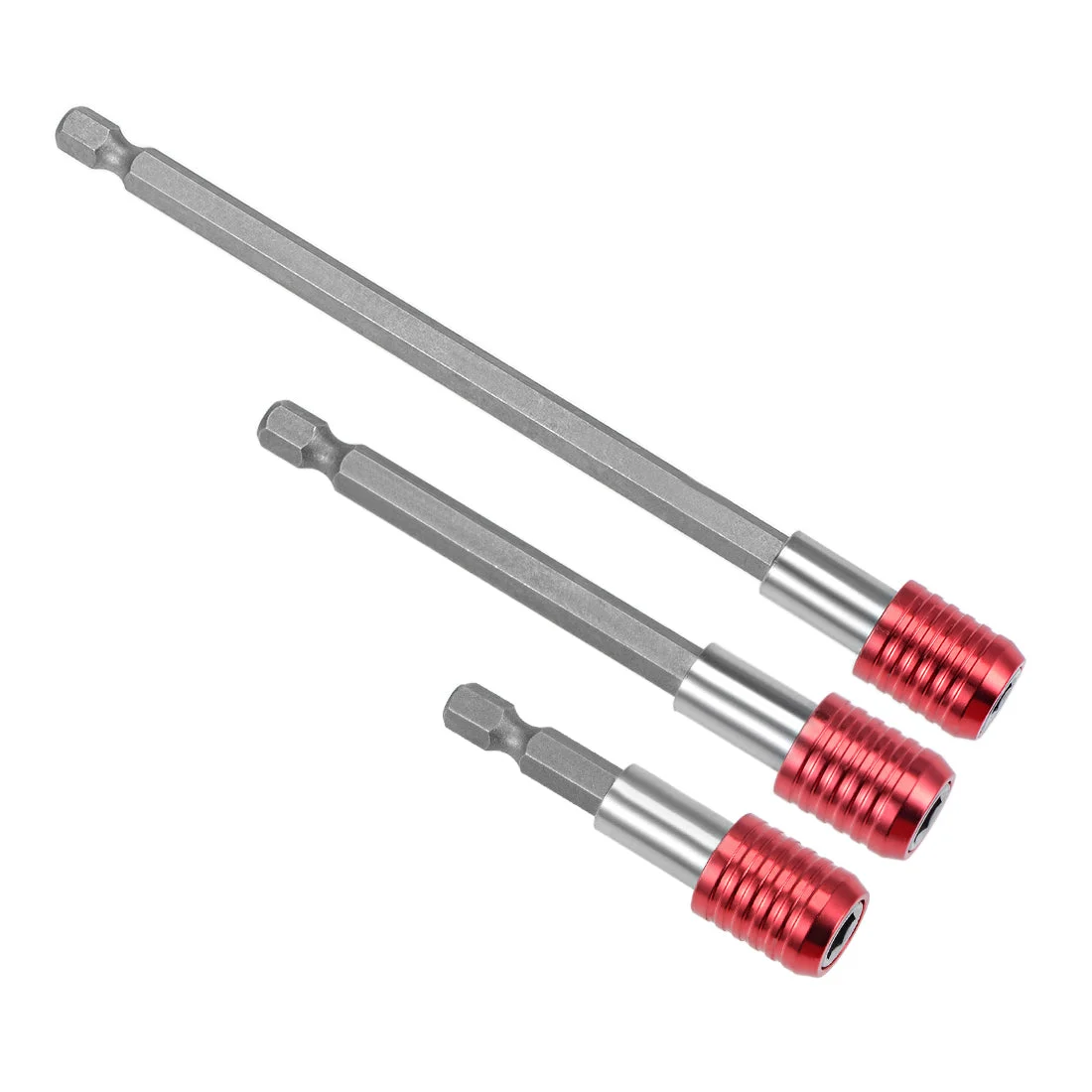 Uxcell Extension Extend Socket Drill Bit Holder, Magnetic Hex Screwdriver Power Tools ,2.4/ 4/ 6-inch Length,1/4''-Hexagon Drill Red 3pcs