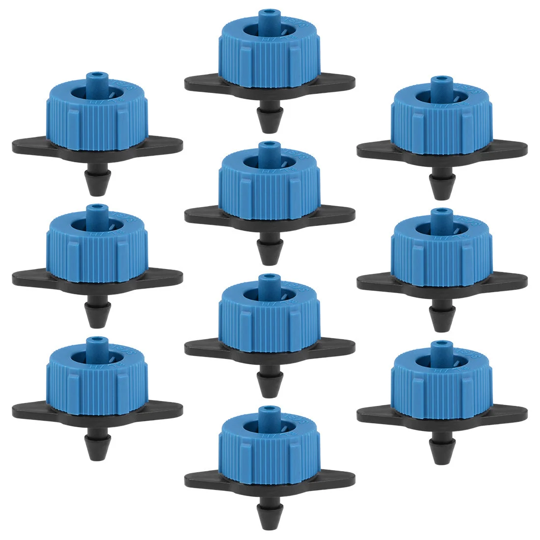 Pressure Compensating Dripper 2 GPH 8L/H Emitter for Garden Lawn Drip Irrigation with Barbed Hose Connector, Plastic Black Blue 25pcs