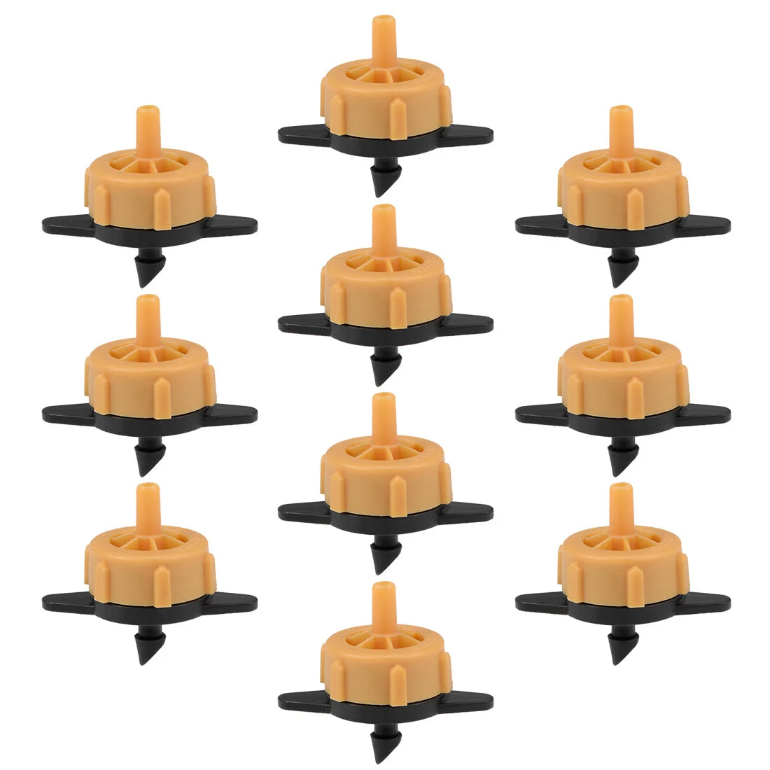 Pressure Compensating Dripper 0.5 GPH 2L/H Emitter for Garden Lawn Drip Irrigation with Barbed Hose Connector, Plastic Black Orange 15pcs