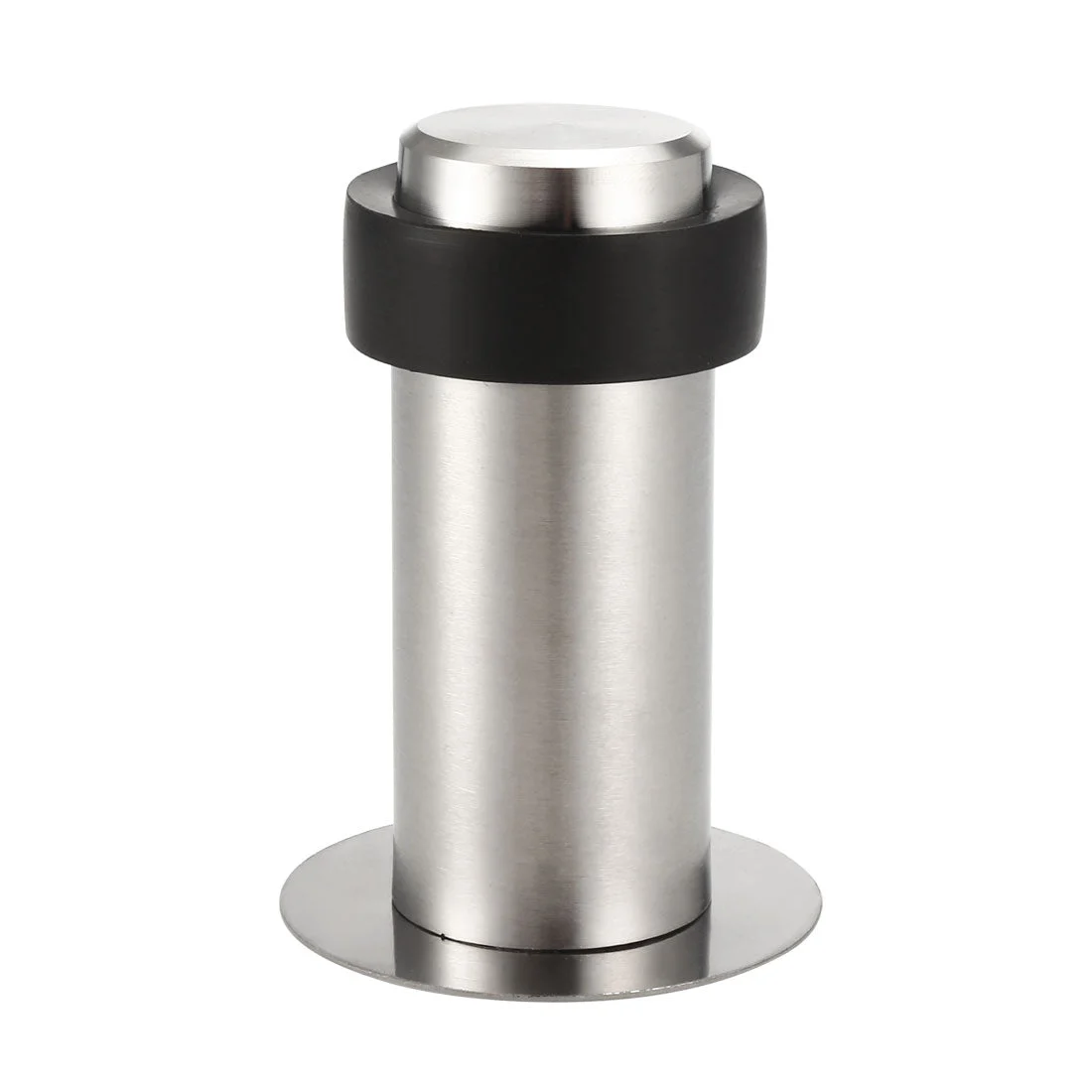 Stainless Steel Door Stopper Cylindrical Floor Mount Brushed, Double-Sided Adhesive Sheets No Need to Drill, 80mm Height