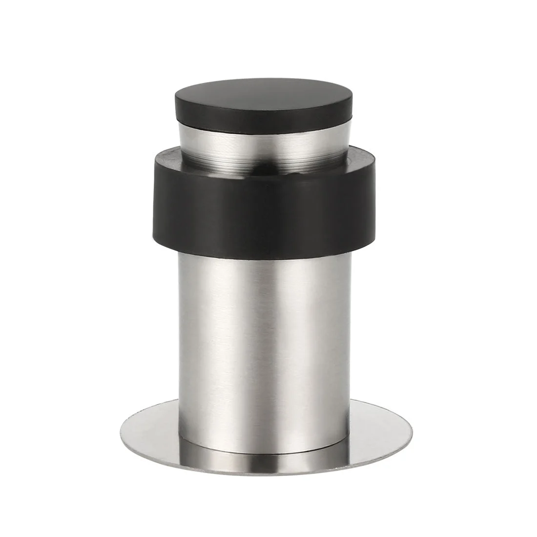 Stainless Steel Door Stopper Cylindrical Floor Mount Brushed, Double-Sided Adhesive Sheets No Need to Drill, 64mm Height