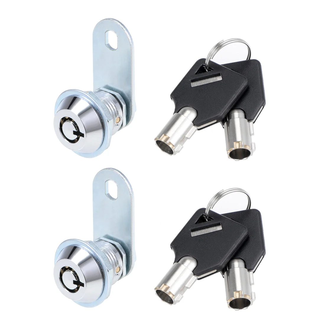Tubular Cam Lock, 5/8" Cylinder Length, Fits on 3/8" Max Panel Thickness, Chrome Finish Keyed Different 2Pcs