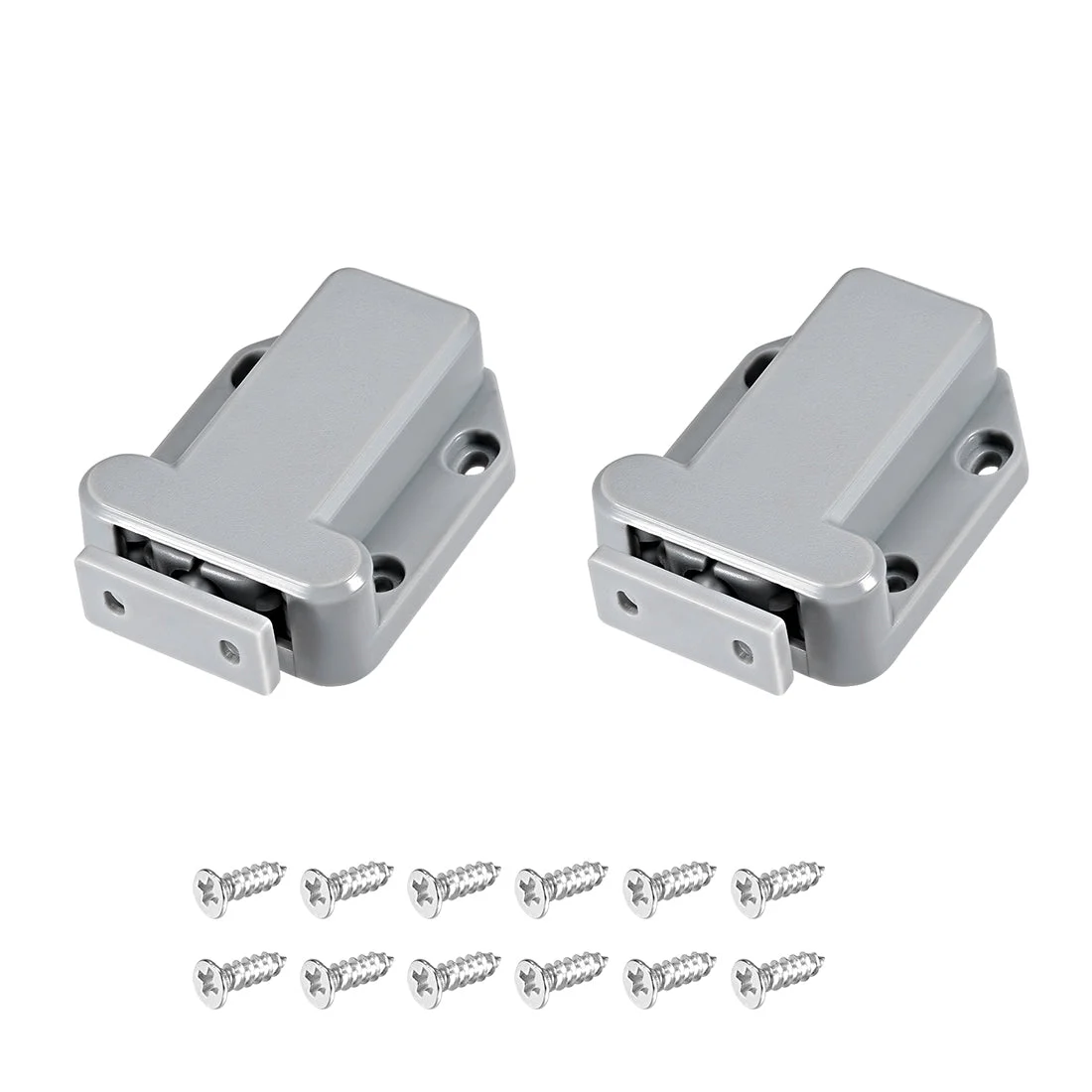 Push Open Latch Rebound Self-Locking Door Touch Catch Lock for Bedroom Cabinet Cupboard Drawer Gray 2pcs