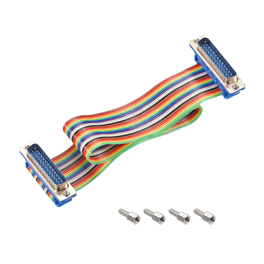 IDC Rainbow Wire Flat Ribbon Cable DB25 Male to DB25 Male Connector 2.54mm Pitch 11.8inch Length
