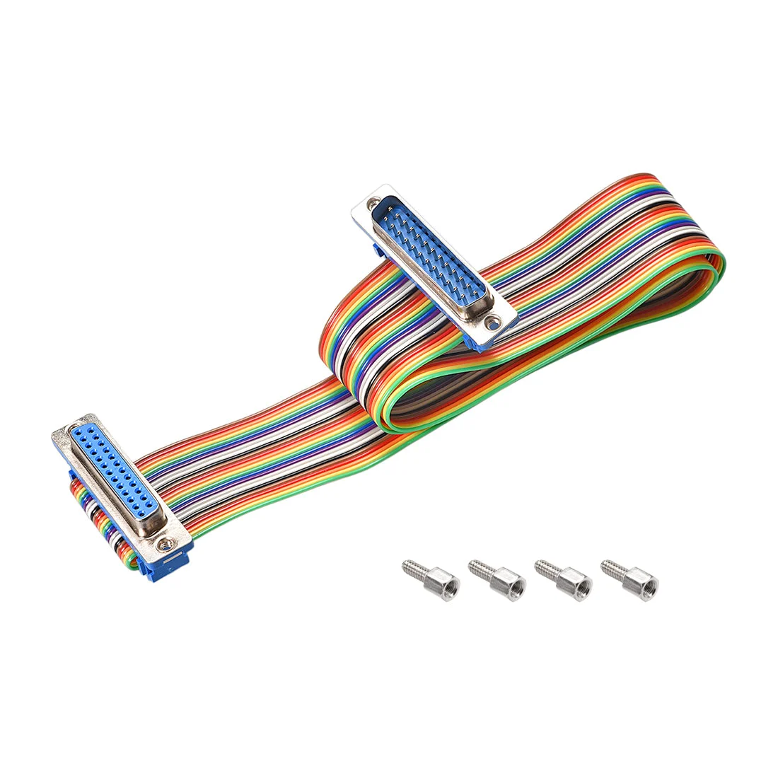 IDC Rainbow Wire Flat Ribbon Cable DB25 Male to DB25 Female Connector 2.54mm Pitch 19.7inch Length