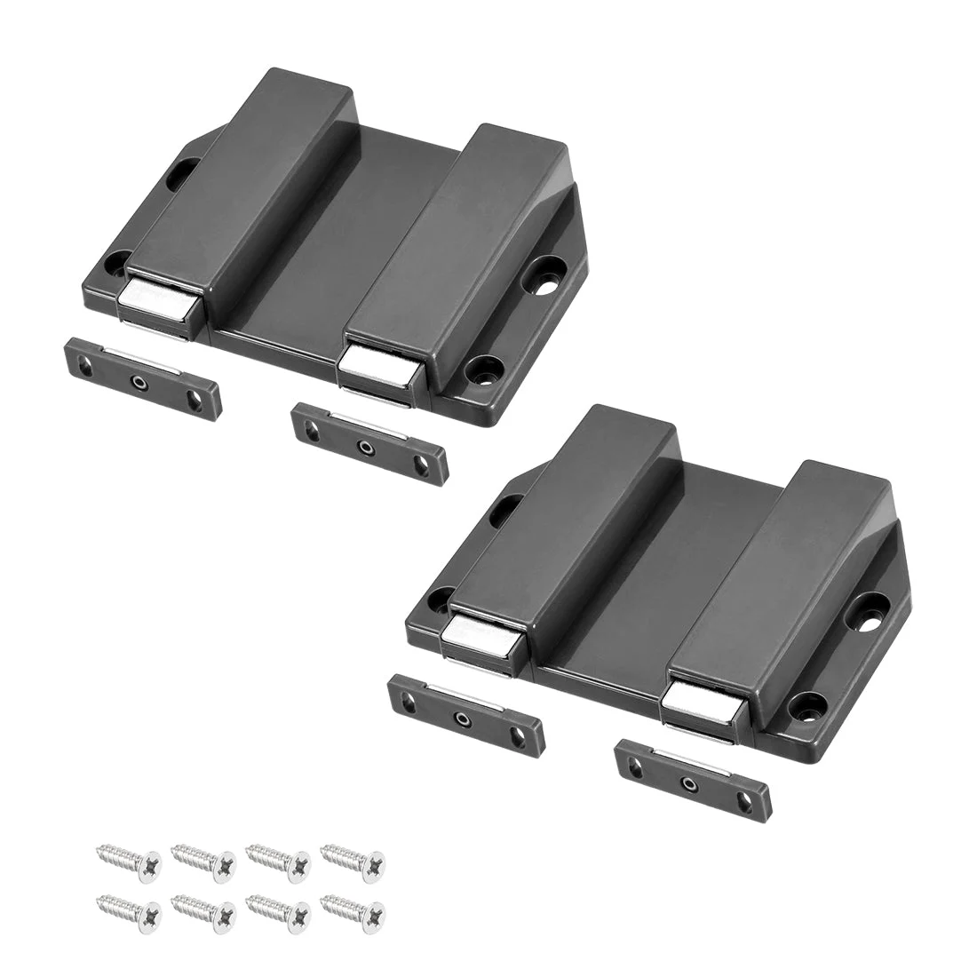 Double Touch Catch Magnetic Latch for Cabinet Door Cupboard Black 2pcs