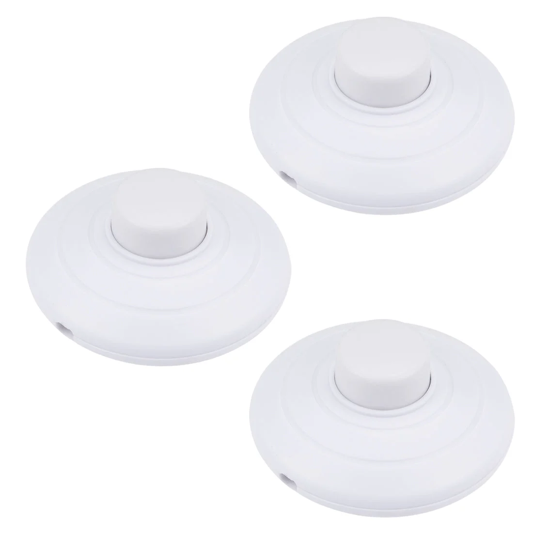 Inline Foot Pedal Push Button Switch, Round Lamp Light Foot Control ON-OFF Footswitch White 3 Pcs