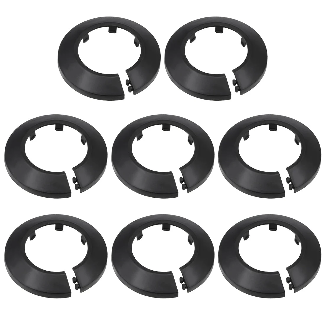 50-51mm Pipe Cover Decoration PP Plastic Water Pipe Escutcheon Black 8pcs