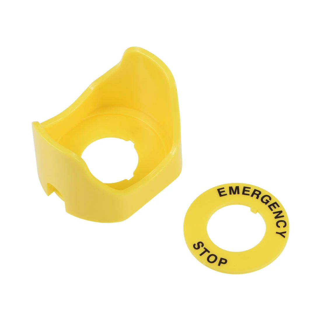 22mm Two Feet Push Switch Button Protective Cover W Warning Circle Yellow 1pcs