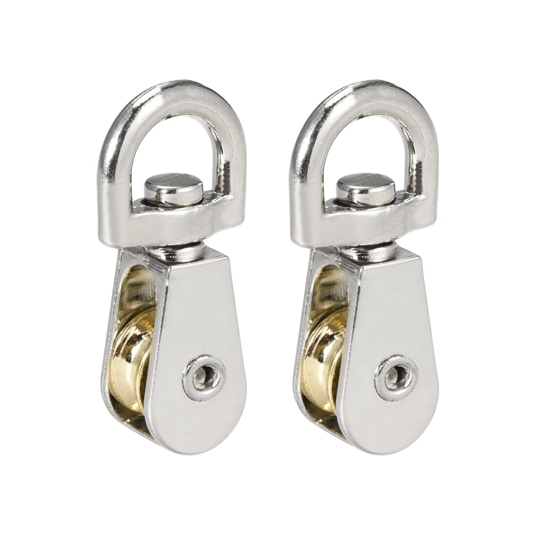 1/5 " Lifting Crane Swivel Hook Single Pulley Block Hanging Wire Towing Wheel Zinc Alloy 2pcs
