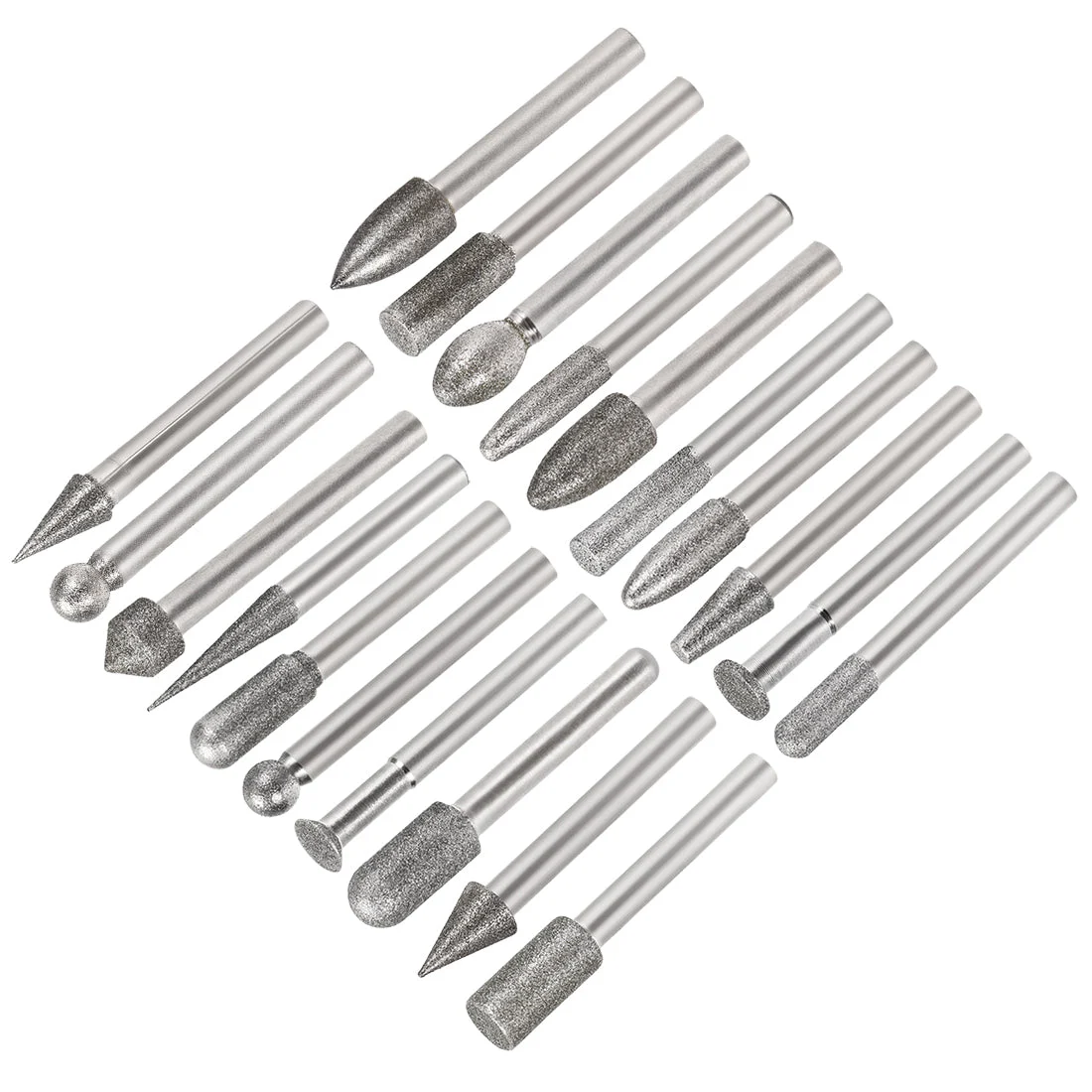 20PCS Diamond Burrs Set for Rotary Tool 1/4-Inch Shank 6mm 8mm 10mm 150 Grit