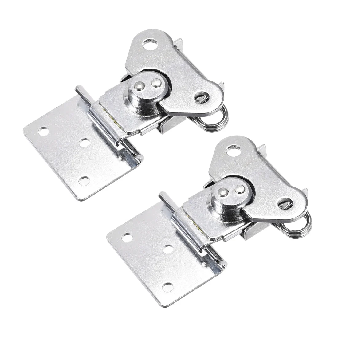 2.24-inch Iron Spring Loaded Butterfly Twist Latch Large Keeper Toggle Clamp for Case Box - 2 Pcs (Silver)