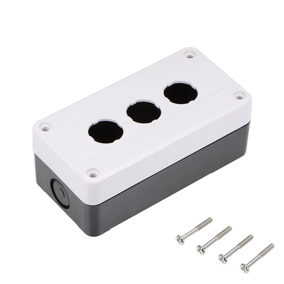 Uxcell Push Button Switch Control Station Box 22mm 3 Holes White and Black