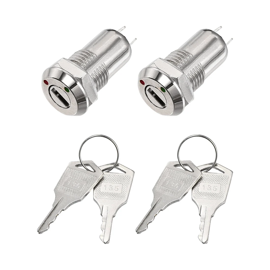 12mm 2 Positions Key Locking Push Button Switch With Keys NO-OFF 2pcs