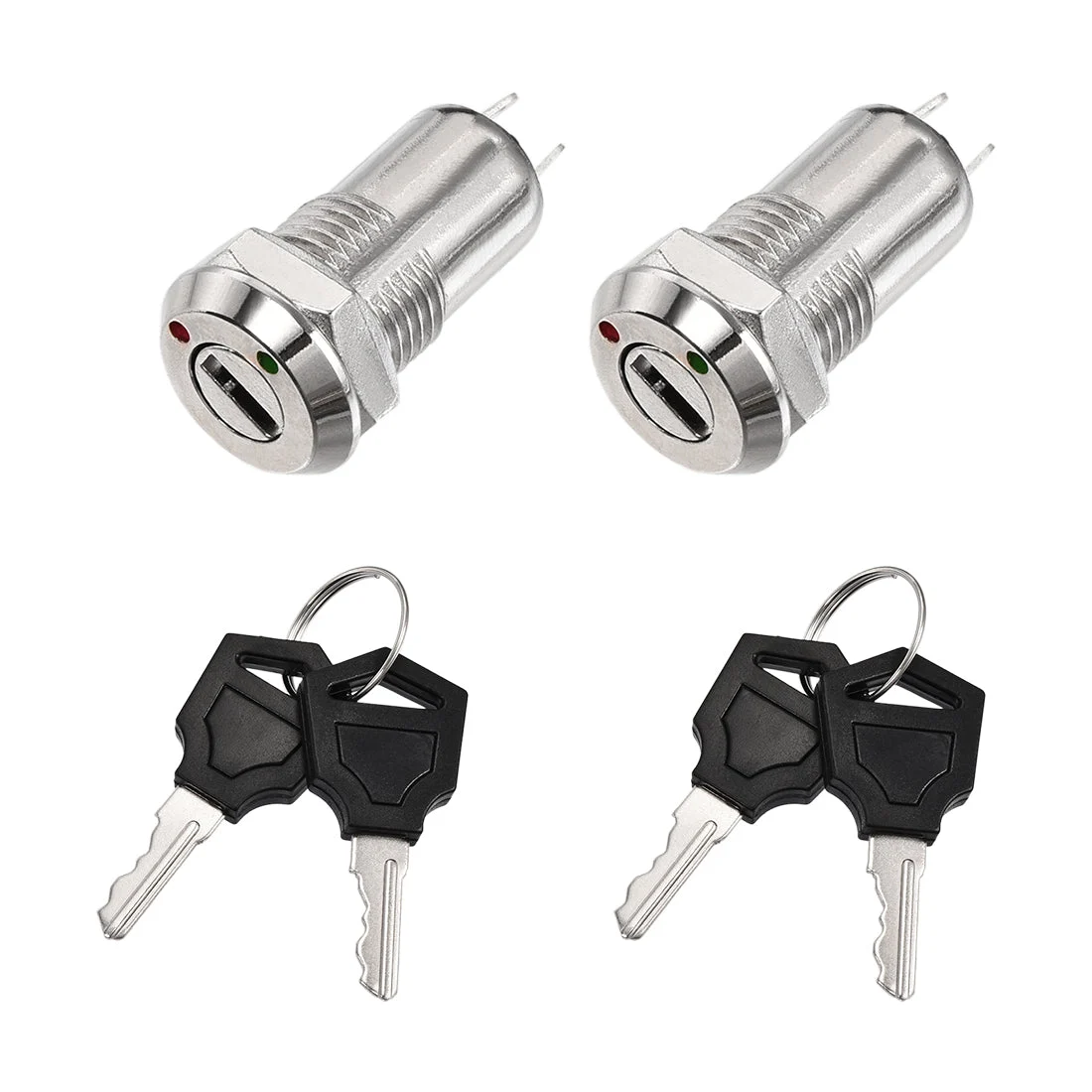 12mm 2 Positions Key Locking Push Button Switch With 2 Keys NO-OFF 12x29mm 2PC