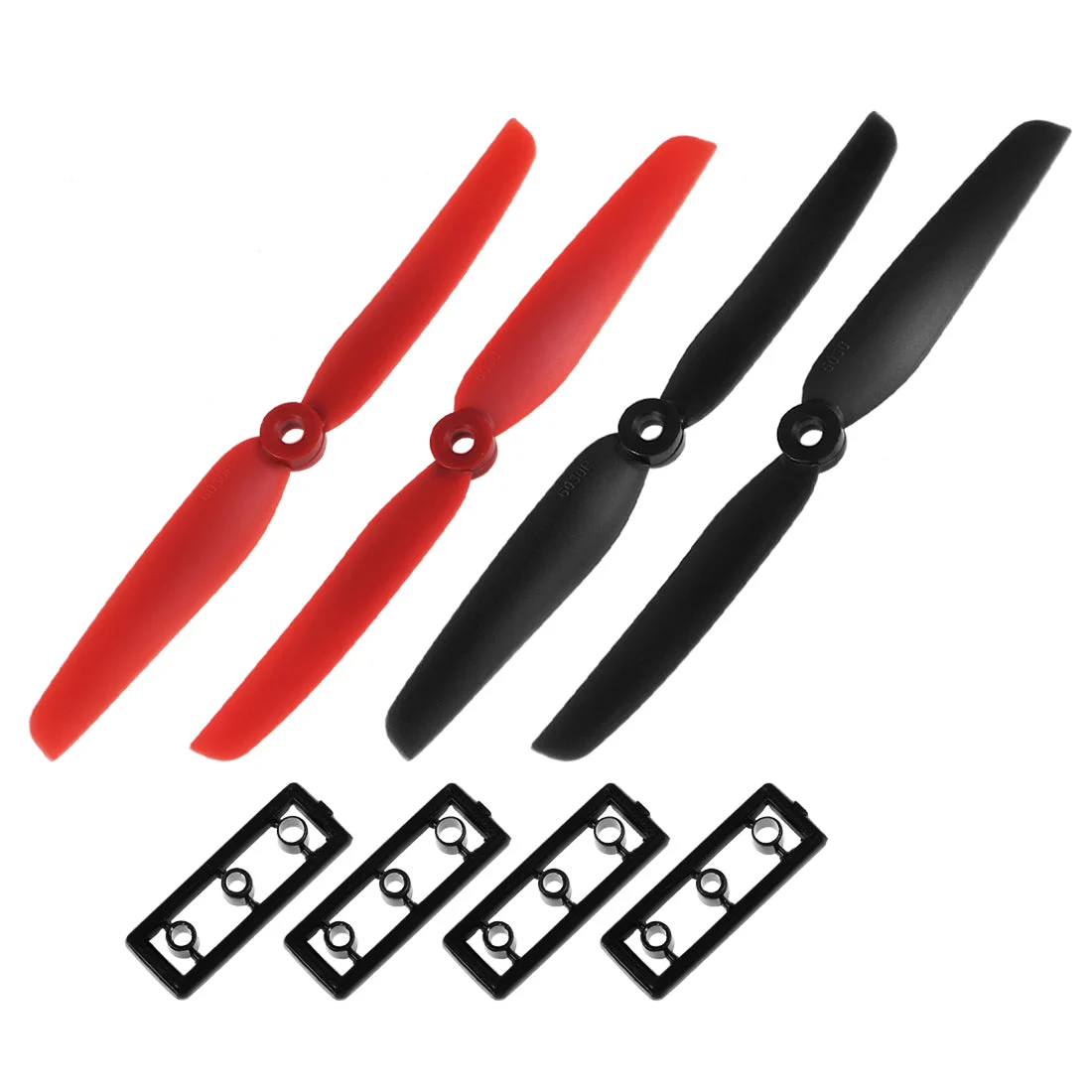 RC Propellers 6030 6x3 Inch CW CCW 2-Vane for Quadcopter Hexacopter Multirotor, Black Red 2 Pairs with Adapter Rings