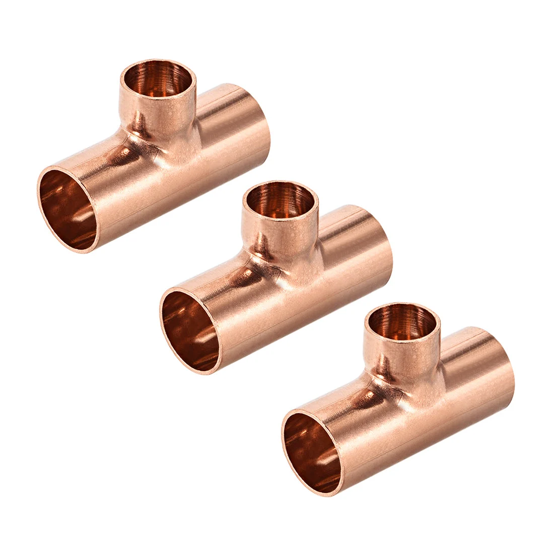 1/2" x 5/8" Copper Tee Copper Pressure Pipe Fitting for Plumbing Supply 3pcs