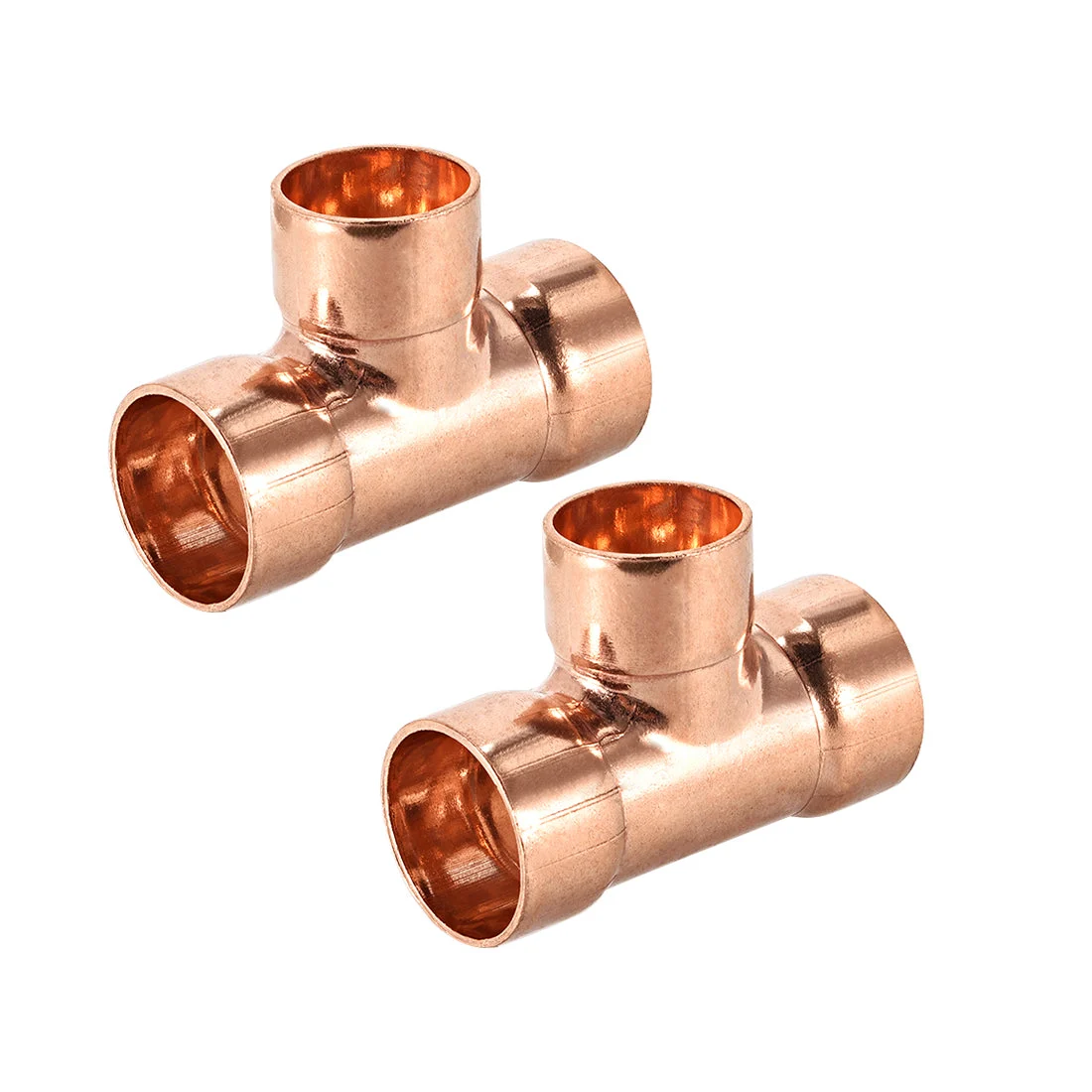 3/4" x 7/8" Copper Tee Copper Pressure Pipe Fitting for Plumbing Supply 2pcs