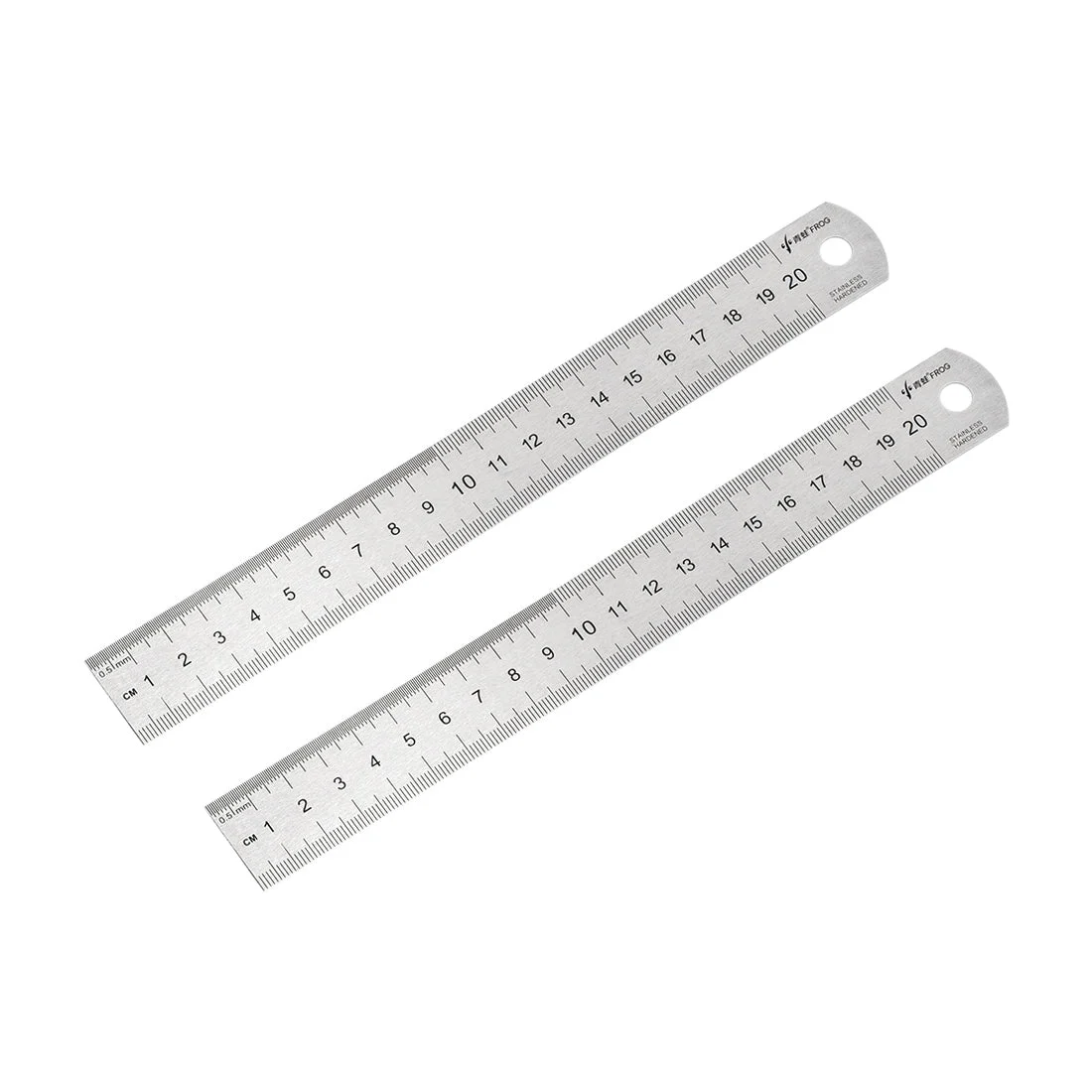 Straight Ruler 20cm 8 Inch Metric Stainless Steel Measuring Tool with Hanging Hole 2pcs