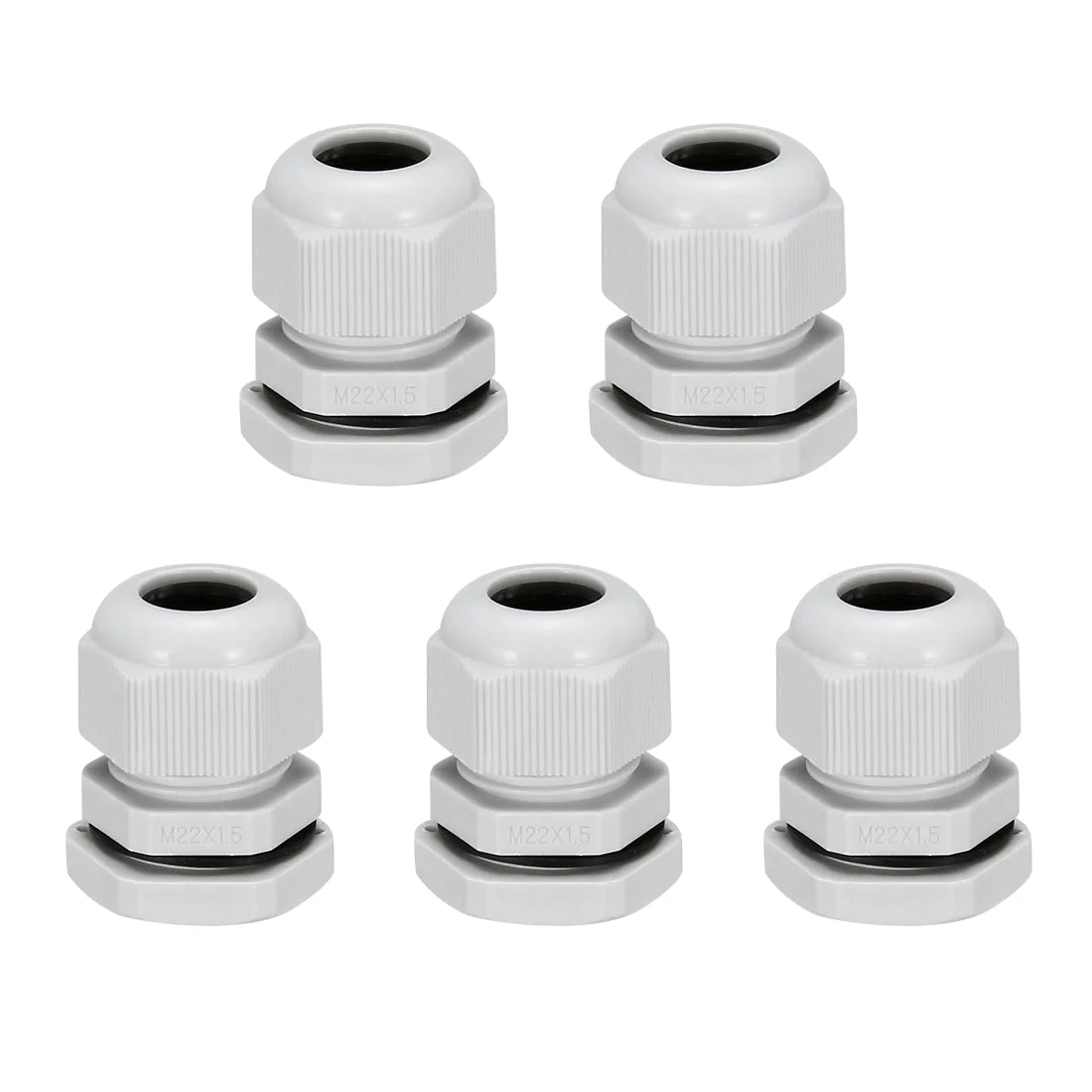 M22 Cable Gland Waterproof Plastic Locknut White for 10mm-13mm Dia Cable 5 PC