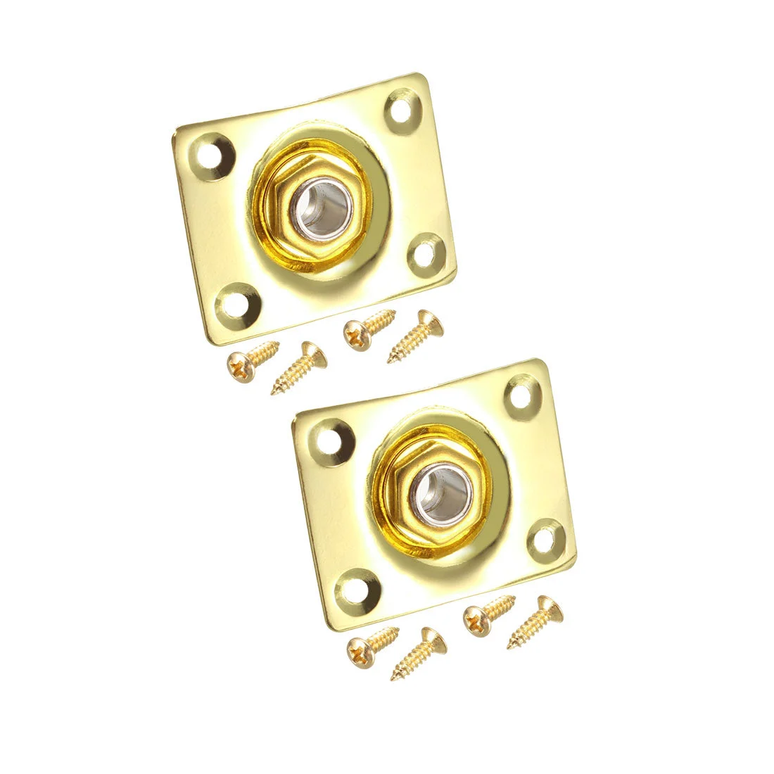 1/4 Inch 6.35mm Guitar Mono Output Jack Plate Input Socket for Electric Guitar, Golden 2Pcs
