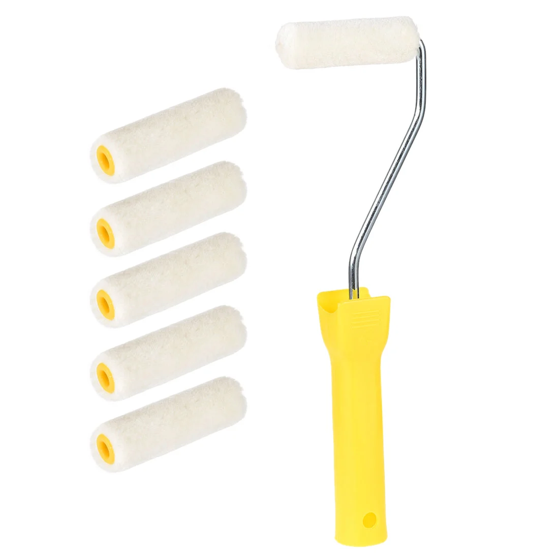 Uxcell 6 x Wool Paint Roller Brush 3" for Wall Painting Treatment with Plastic Handle