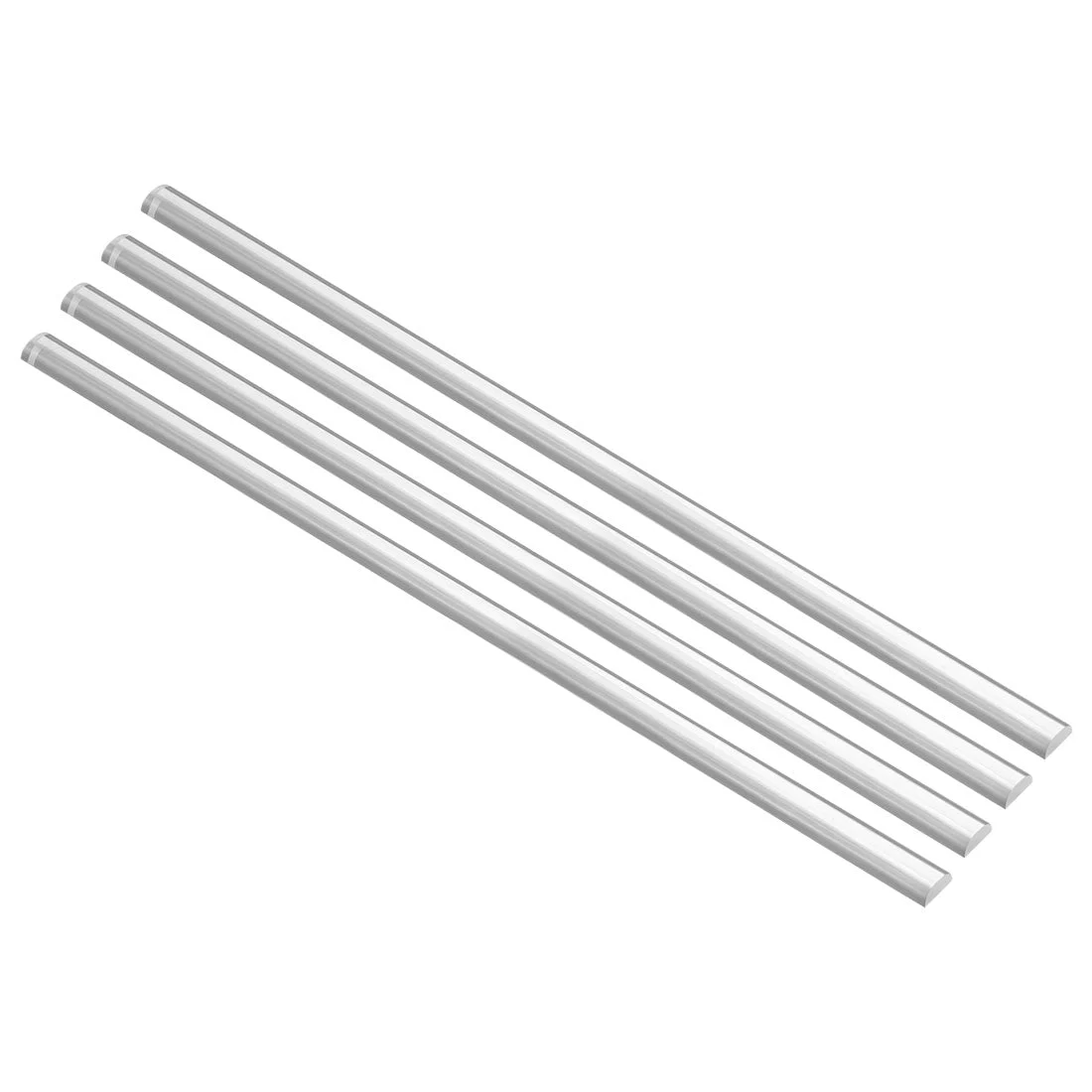 5mmx10mmx250mm Semicircle Shape Solid Acrylic Rod PMMA Extruded Bar Clear 4Pcs
