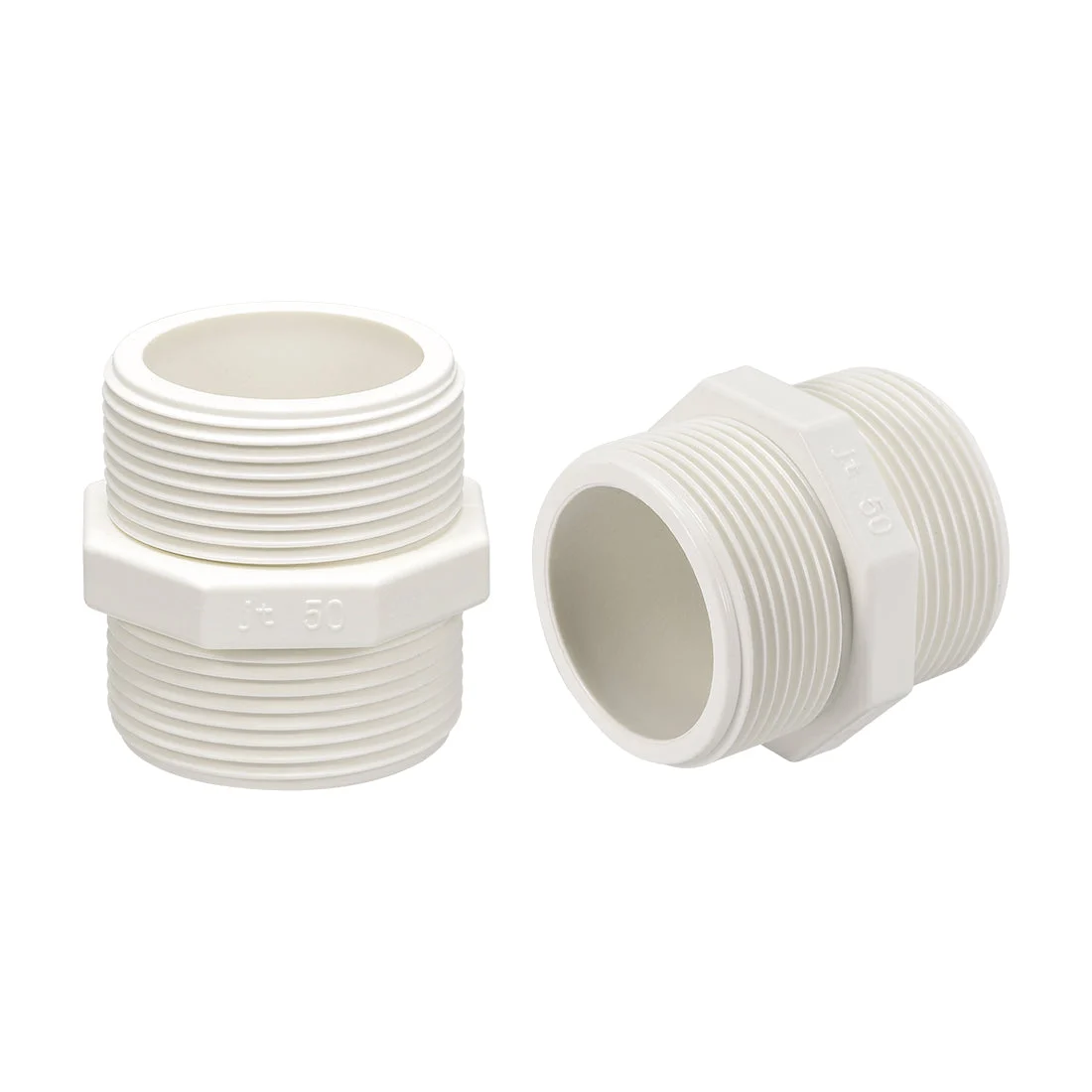 PVC Pipe Fitting Octagonal Nipple G1-1/2 x G1-1/2 Male Thread Adapter Connector 5pcs