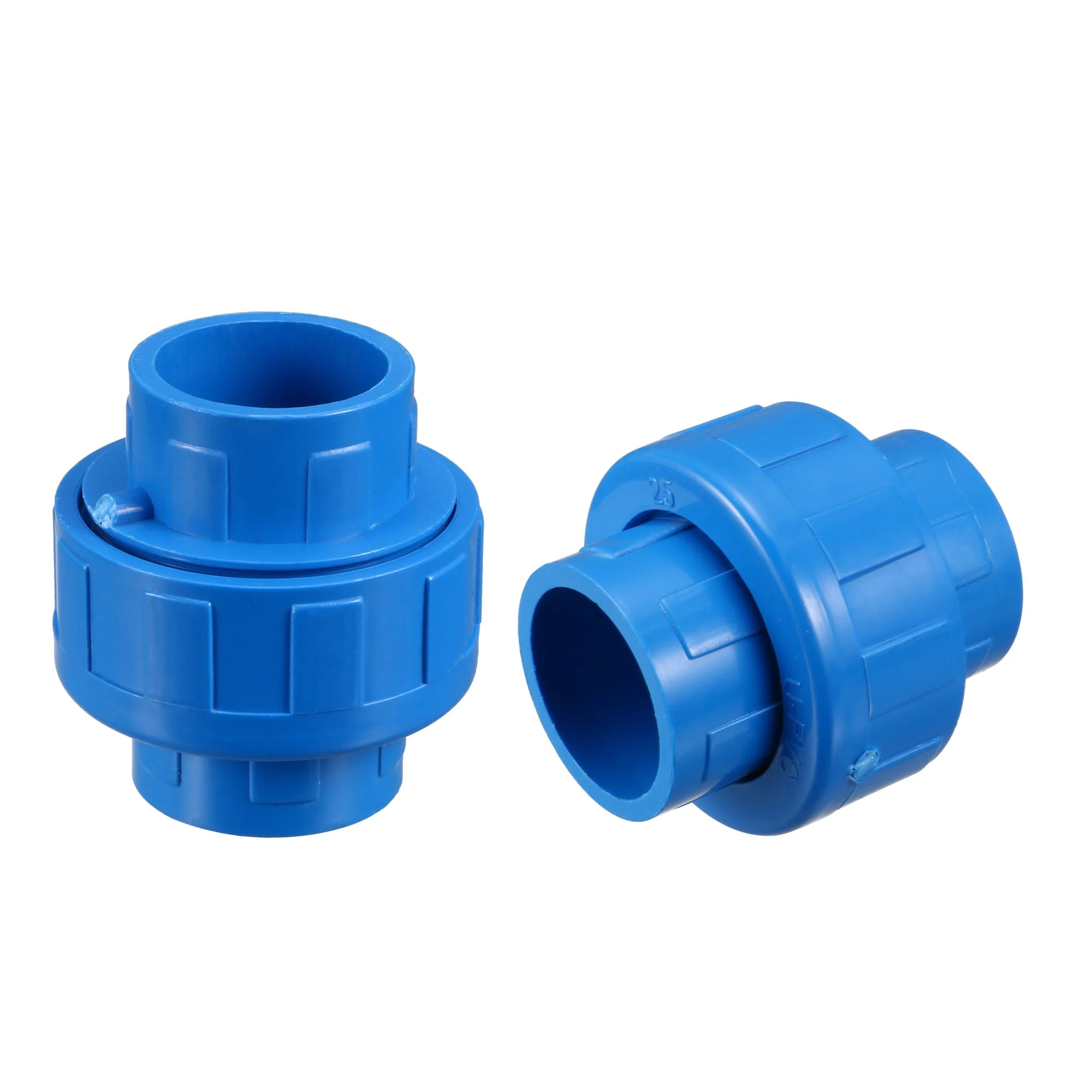 25mm x 25mm PVC Pipe Fitting Union Solvent Socket Quick Connector Blue 5pcs