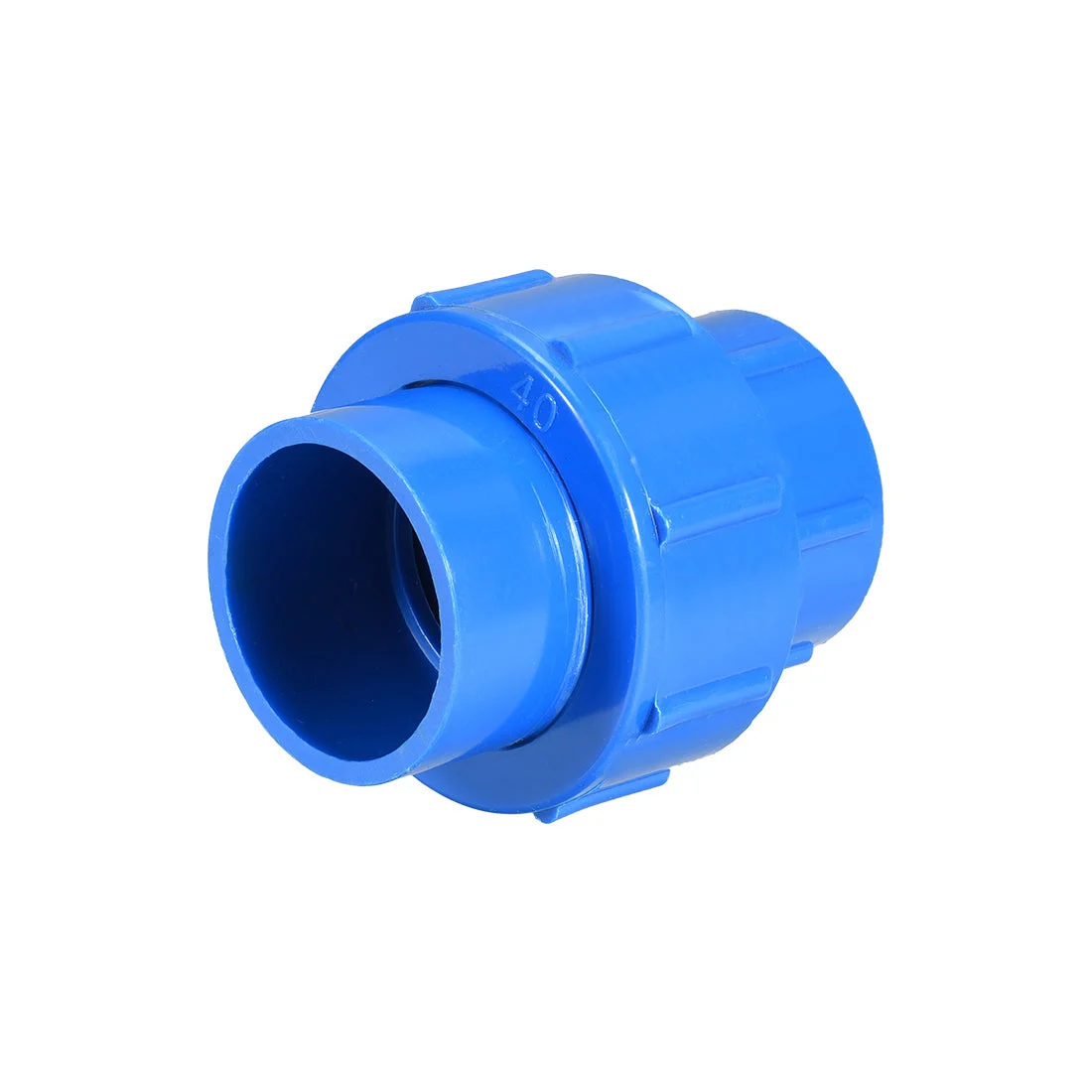 40mm x 40mm PVC Pipe Fitting Union Solvent Socket Quick Connector Blue