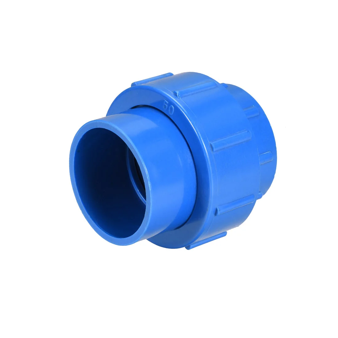 50mm x 50mm PVC Pipe Fitting Union Solvent Socket Quick Connector Blue