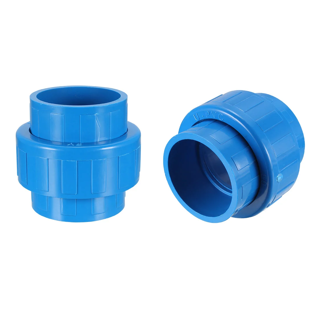 50mm x 50mm PVC Pipe Fitting Union Solvent Socket Quick Connector Blue 2pcs