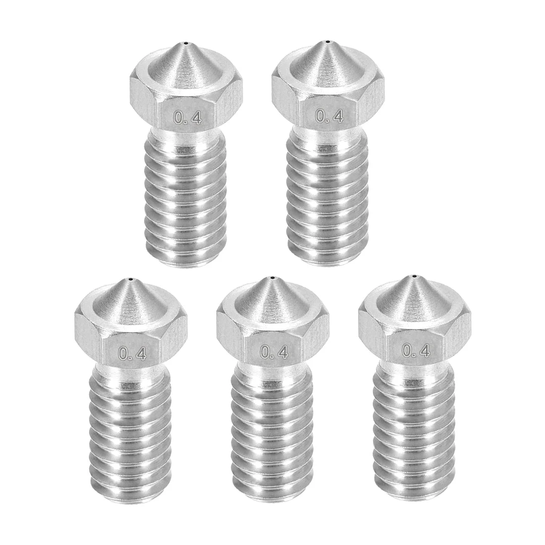 Uxcell 0.4mm 3D Printer Nozzle, Fit for V6, for 1.75mm Filament Stainless Steel 5PC